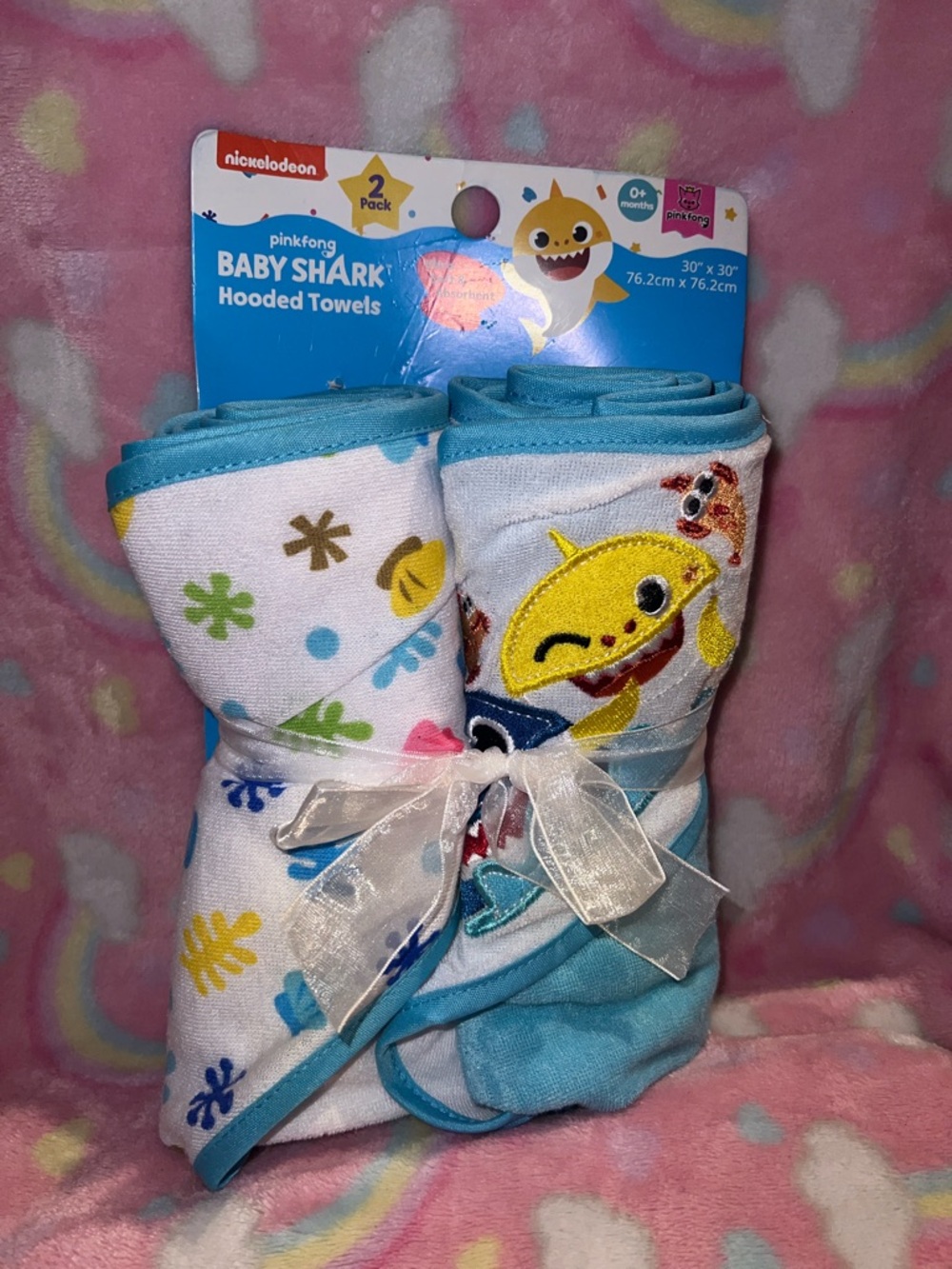 Pinkfong Baby Shark Hooded Towel Set - Blue & White